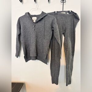 Cynthia Rowley 100% Cashmere Lounge Set Hoodie & Joggers Gray • Size Large